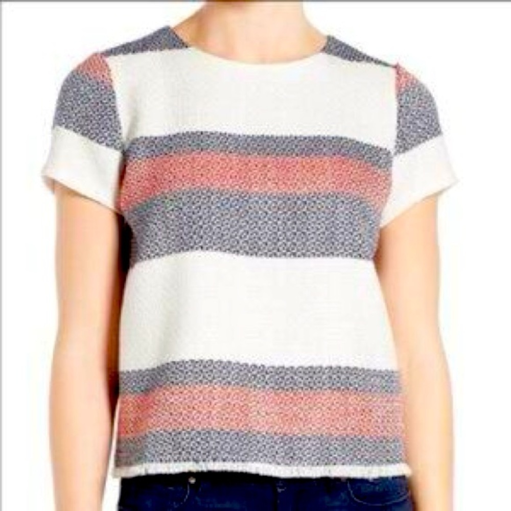 Women’s Halogen Short Sleeve Fringe Top. Size XL